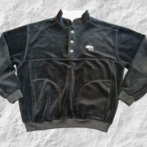 Straight Down Button Pullover  Large Black  Terry‎ Cloth Torrey Pines Golf Logo